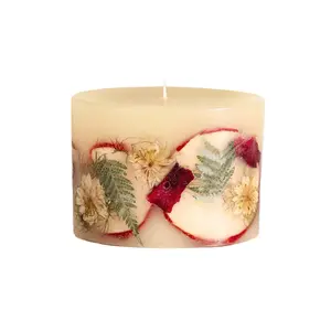 Rosy Rings Petite Round Botanical Candle - Aromatherapy, Long Lasting Candle, 60 Hour Burn Time, Floral Botanical Candles Home Decor Essential Oil Anniversary Present (Spicy Apple)