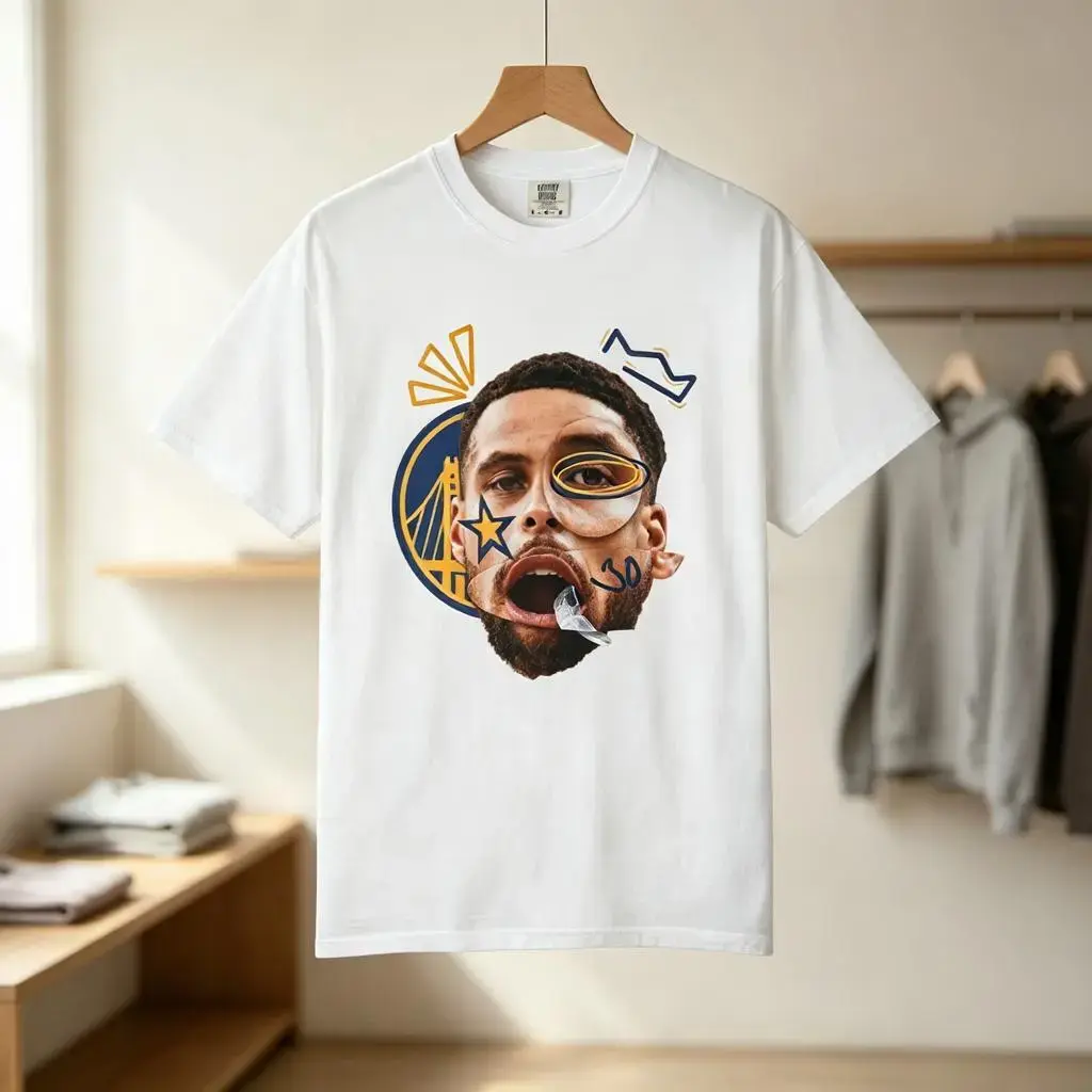 Stephen Curry Graphic Tee Golden State Basketball Fan Shirt Funny Meme Face T-Shirt for Men Women Unisex Streetwear Top
