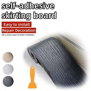 1 Roll of 5-meter/196.85-inch Self-adhesive Skirting Board, Peeling and Pasting Decorative Lines, Wall Molding, Wood Grain Texture Design, Suitable for Corner Lines, Waistline, and Decoration Stickers
