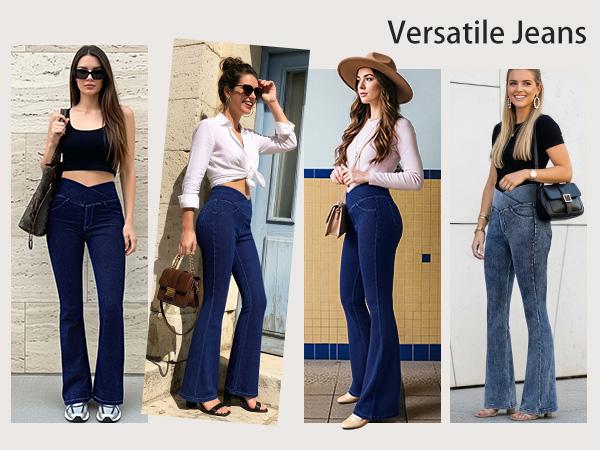 BRXL High Waisted Stretchy Crossover Denim Jeans for Women Flare Jeggings Bootcut Denim with Pockets Trendy & Flattering #Streetwear #outdoorfun #tiktokshopspringglowup #cute summer outfits#Summervibes #beachoutfit #summer outfits #4th of july outfits-1