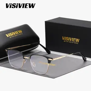 VISIVIEW unisex stylish semi-rim glasses with anti-blue lightsquare frameand clear lenses