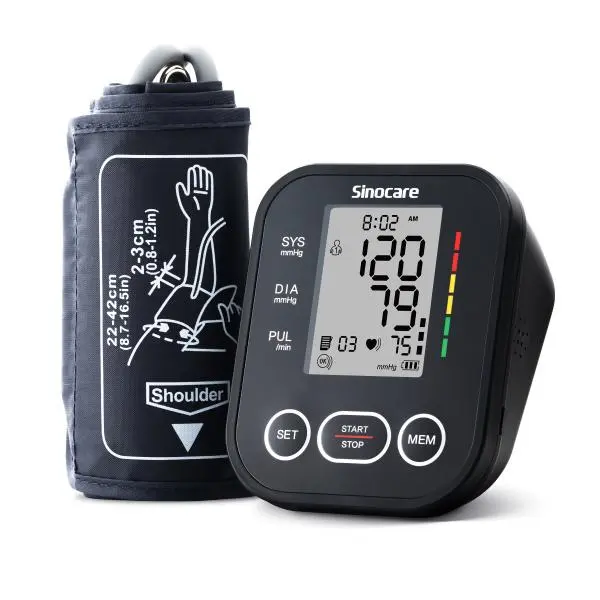 Sinocare Upper Arm Blood Pressure Monitor,8.6"-16.5" Adjustable Cuff,Dual User Mode with 99/120 Memories,3-Color Backlit,Irregular Heartbeat Alert,Fast Reading,Home Bp Machine