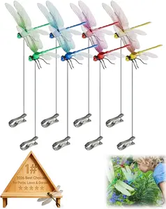 Dragon Fly Clips for Bugs Repellent Outdoor Fake Dragonfly Decoy Keep Bugs Away Repe Llent 3D Plastic Realistic Clip on Garden Stakes Gardening Decor Insert Plaque Yard Ornaments (8PCS)