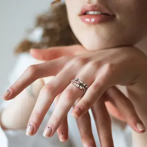 FaithHeart Anxiety Ring Round Bead Adjustable Rings for Women Romantic Fashion Jewelry