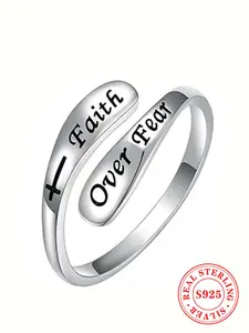 925 Sterling Silver Simple Cross Design Ring, Fashion Jewelry for Party, Daily Clothing Decor, Trendy All-match & Exquisite Jewelry for Birthday Gift, Inspirational Trauma Ring, Fashion Rings