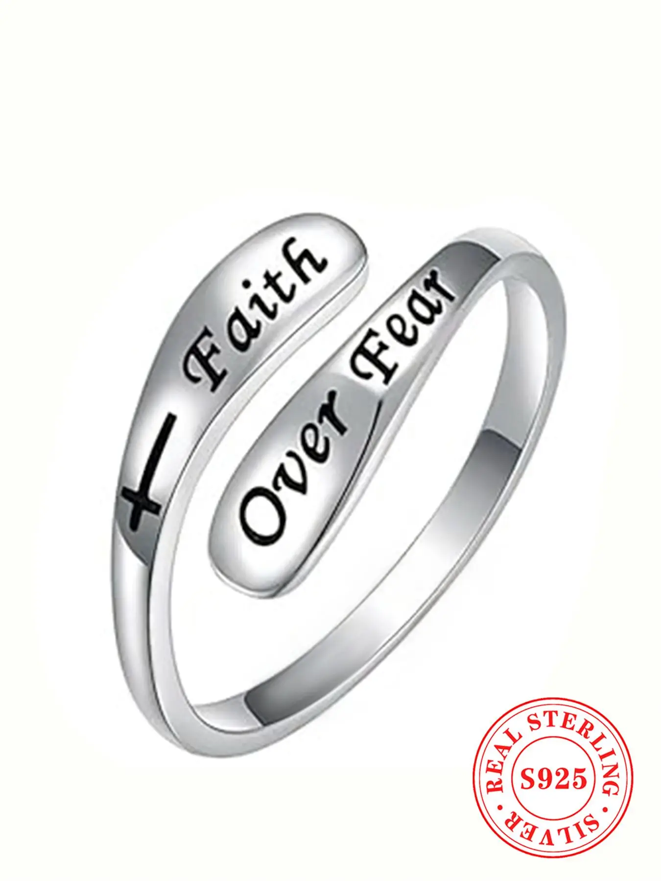 925 Sterling Silver Simple Cross Design Ring, Fashion Jewelry for Party, Daily Clothing Decor, Trendy All-match & Exquisite Jewelry for Birthday Gift