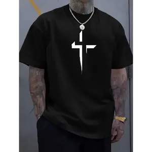 Summer Essential: Men's Fashion Letter Print Casual T-Shirt - Breathable Polyester, Crew Neck, Short Sleeve