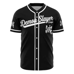 BaseMode Kamado Baseball Jersey Anime Character Loose Fit 100% Polyester V-Neck Short Sleeves Button-Up Front Closure