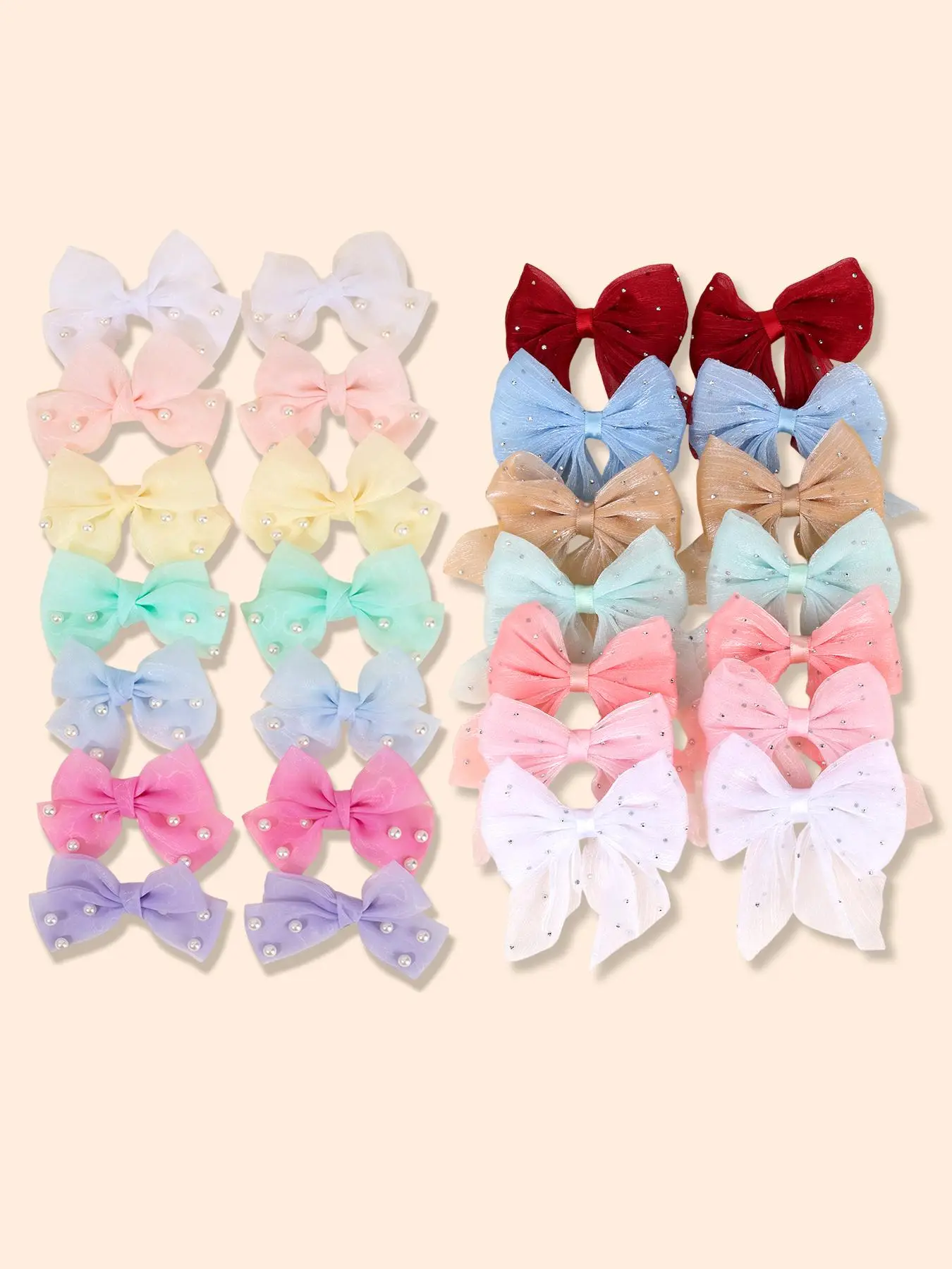 Solid Color Elegant Pastel Bow Design Hair Clips Set, Cute Colorful Hair Accessories for Girls, Fashion Hair Accessories for Party, Daily Clothing Dec