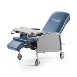 Geri Chair Recliner With Adjustable 3-Position Recline, Integrated Tray, Four Locking Wheels, Padded Armrests, Easy To Clean Surface, Ergonomic Support, Ideal For Senior Care, Home Health Care, Medical Equipment, Mobility Aid