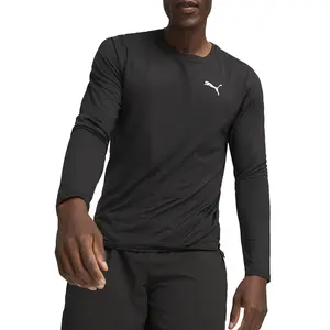 PUMA Mens Run Cloudspun Crew Neck Long Sleeve Athletic Casual Tops Casual Breathable - Black