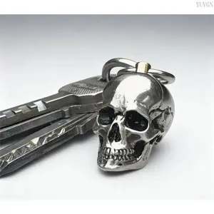 2026 New Gothic Skull Keychain - Retro Stretch Scrunchie Lanyard, Retractable Stainless Steel Accessory, Dark-Style Decor for Daily Use, Holiday Gift summerwins,summerwins