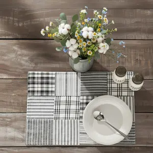 Farmstead Black Quilted Placemat Set of 2