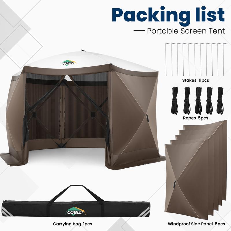 COBIZI 12x12ft Pop Up Gazebo Tent Screen House with Mosquito Netting and Sidewalls for Camping