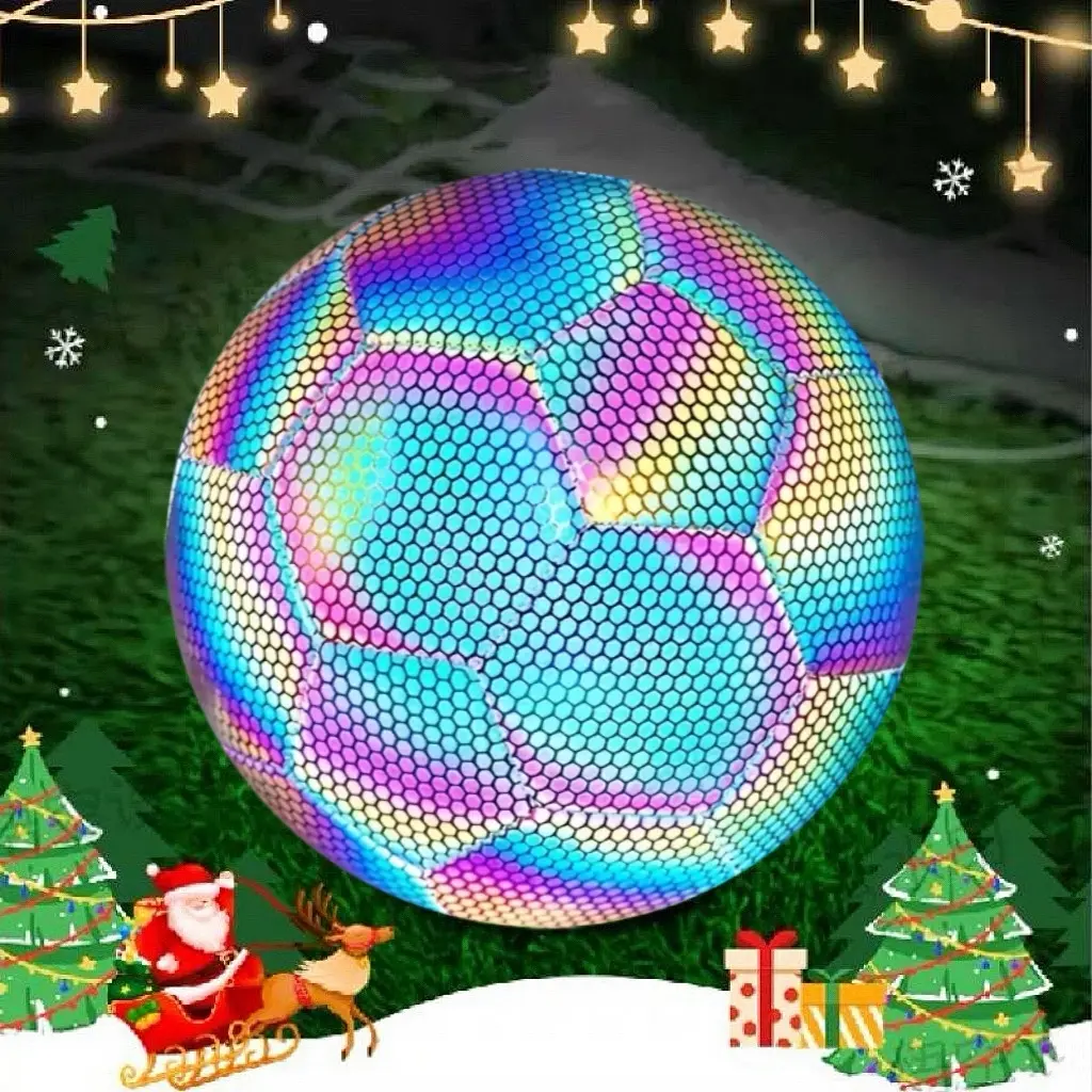 Colorful Reflective Soccer Ball, Sports Balls, Fun Outdoor Training & Family Entertainment, Perfect Gift for Halloween Christmas New Year