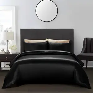 Solid Color Soft Satin Bedding Set, Including 1 Count Duvet Cover & 1/2 Counts Pillowcase without Filler, Soft Comfortable Bedding Set for Home Bedroom
