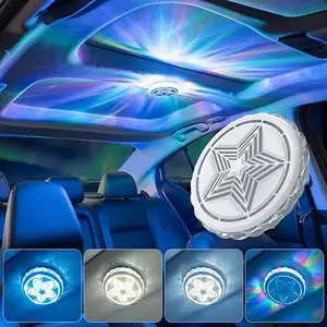 RGB Car Ceiling Light Magnetic Wireless LED Dome Lamp, USB Rechargeable Interior Ambient Atmosphere Lighting, Sound Control Music Sync Decorative Lights for Car RV Closet Bedroom Party Vibes