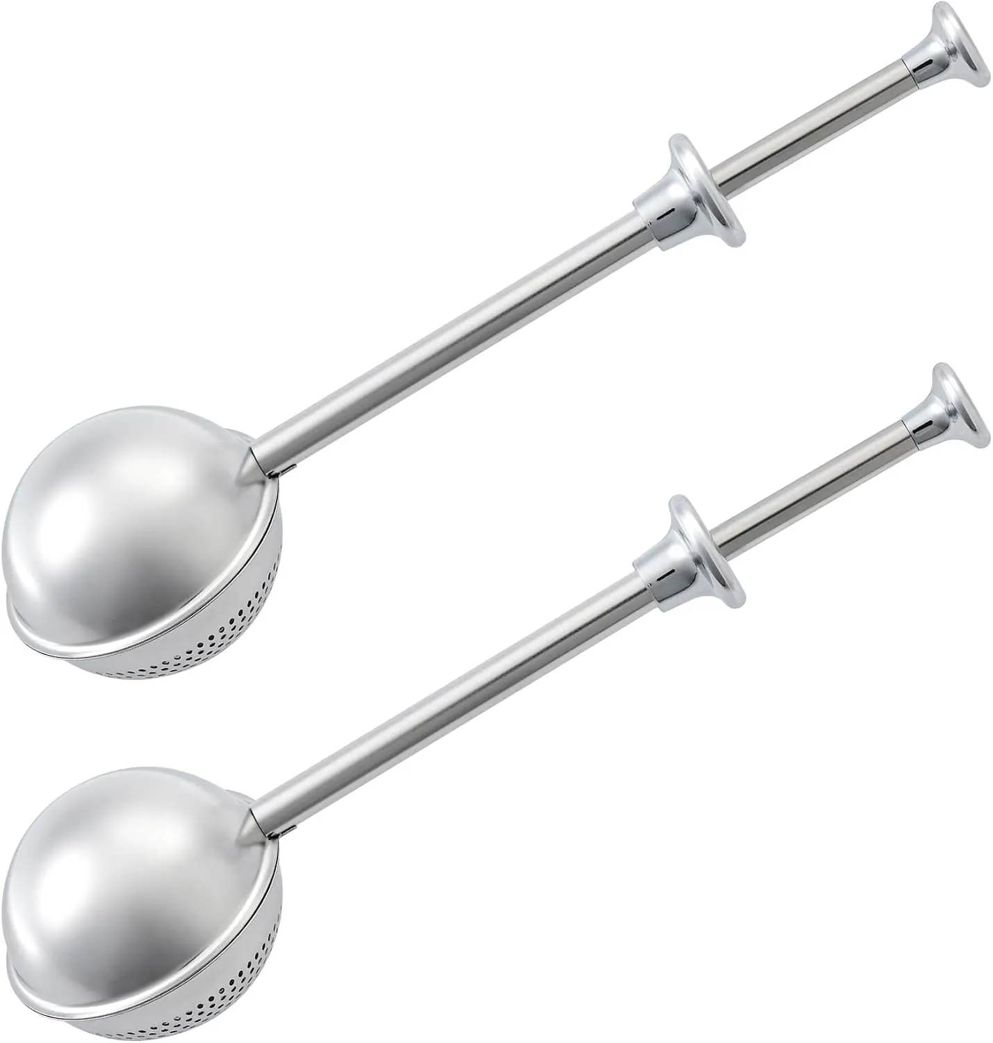 2-Pc Flour Duster for Baking, One-Handed Operation, 304 Stainless | Spring-Press Handle, Dishwasher Safe, For Flour, Powdered Sugar, Fine Spices, Pick Up and Dust Flour Sifter, Gift Package