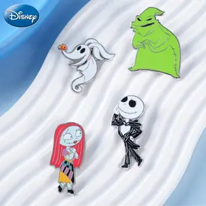 1/4PC Disney Officially Licensed Jack and Sally Backpack Pin Valentine's Day Gift The Nightmare Before Christmas Collector's Enamel Pin, Animated, Anime Brooch Clothing Backpack Decoration DIY Accessories Halloween and Christmas Essentials
