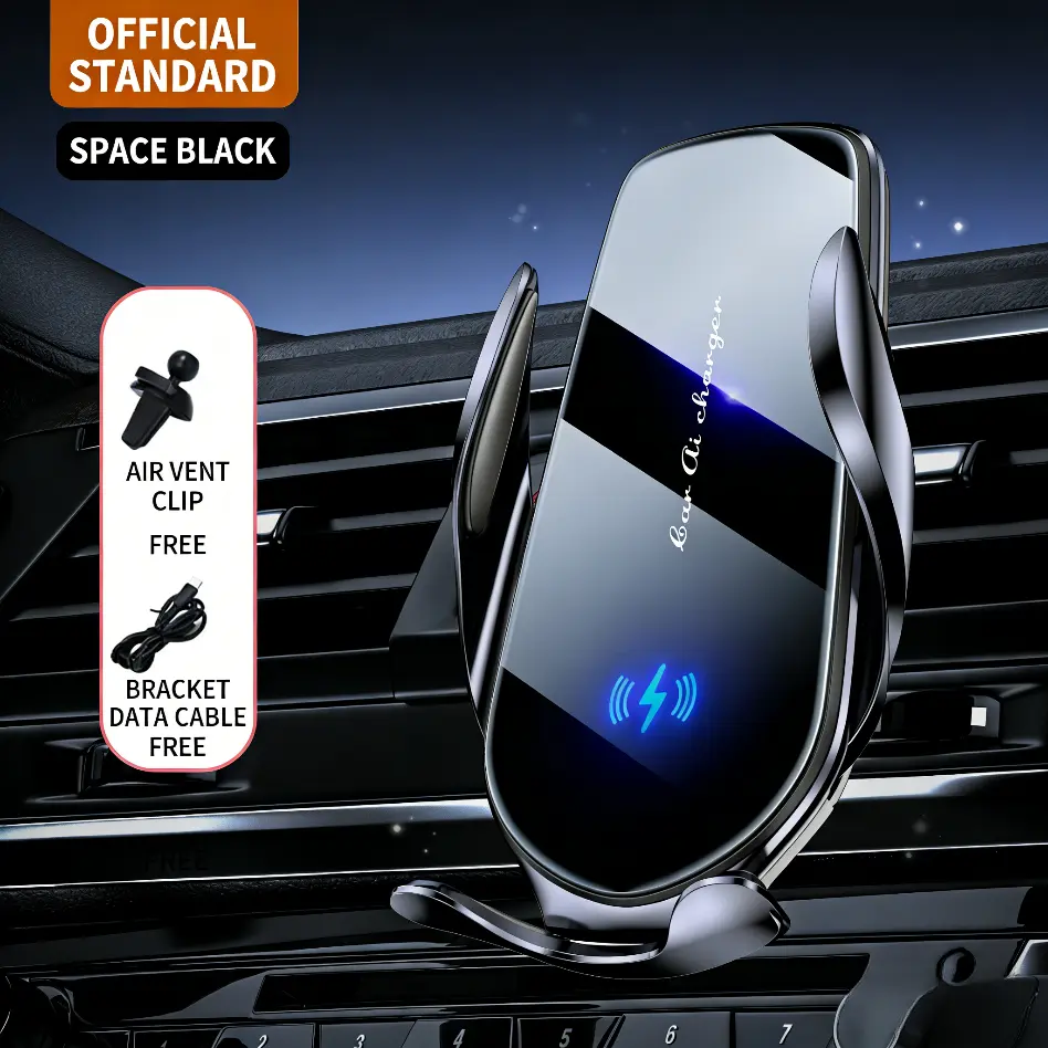 【FathersDayGift】15W Fast Charging Station Car Bracket Car Wireless Charger Air Vent Car Phone Holder Mount For iPhone 17 16 15 14 13 12 Samsung Adapter Adjustable Automatic Cable Clip Device Magnetic Protection Smartphone Cellphone Usb Mobile Electronic