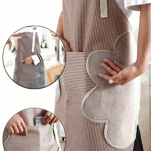 Adjustable Waterproof Kitchen Apron with Large Hand Towel Pocket, Fashion PVC Apron for Cooking and Baking, Functional Design for Women