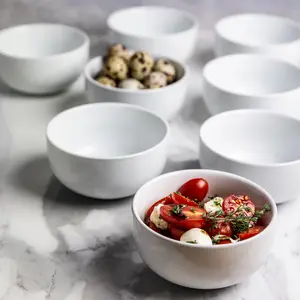 Small Coupe Porcelain Ramekin Bowl, White, Set of 8