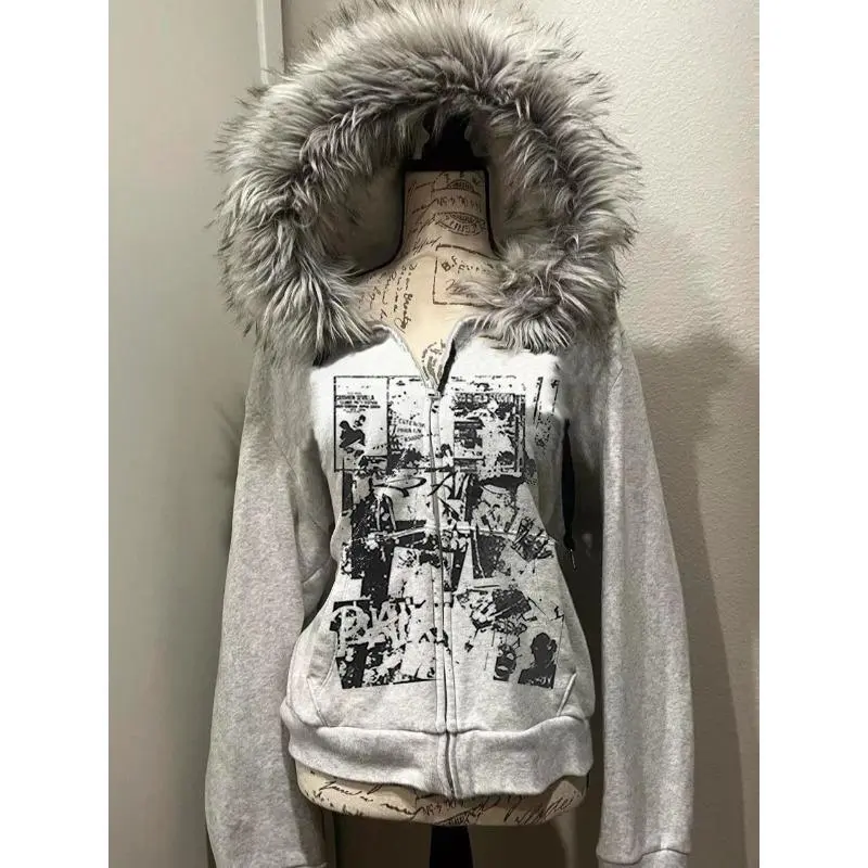 fur trim jacket y2k - TikTok Shop