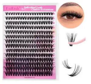 FADLASH DIY Lash Clusters Individual Eyeslash Extensions D Curl 280PCS Natural Eyelash Clusters Soft Band Wispy Volume Eyelash Extension for Beginners DIY at Home (40D-0.07-D, 8-16mm)