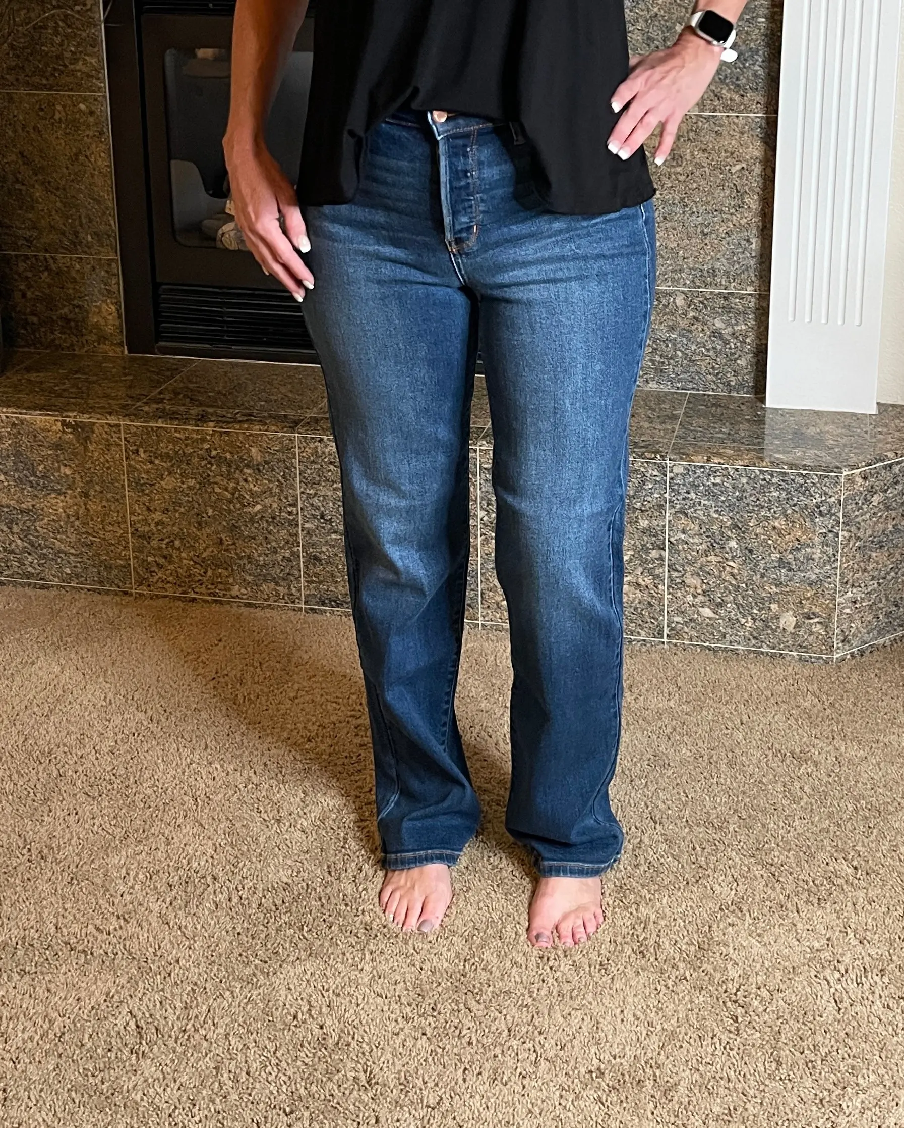 Hallie High Waist Hidden Button Fly Judy Blue Dad Jeans