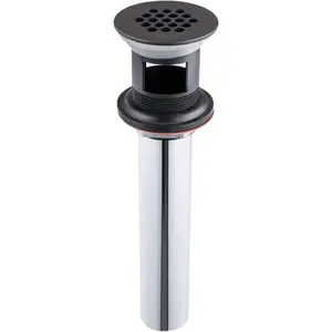 Grid Drain Strainer Assembly With Overflow for Bathroom Sink, P.O. Plug Lavatory Drain, Oil Rubbed Bronze