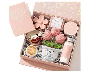 Color Pink Spa Gifts for Women Bath Gift Set, Rose Relaxing Spa Gift Baskets Home Bath Set Self Care Kit Care Package Thank You Birthday Mothers Day Easter Gifts for Women Her Mom Sister Friends Teen Girls Wife