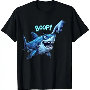 100%cotton Boop Shark Meme Shark Humor Funny Hand Boop Nose Shark T-Shirt