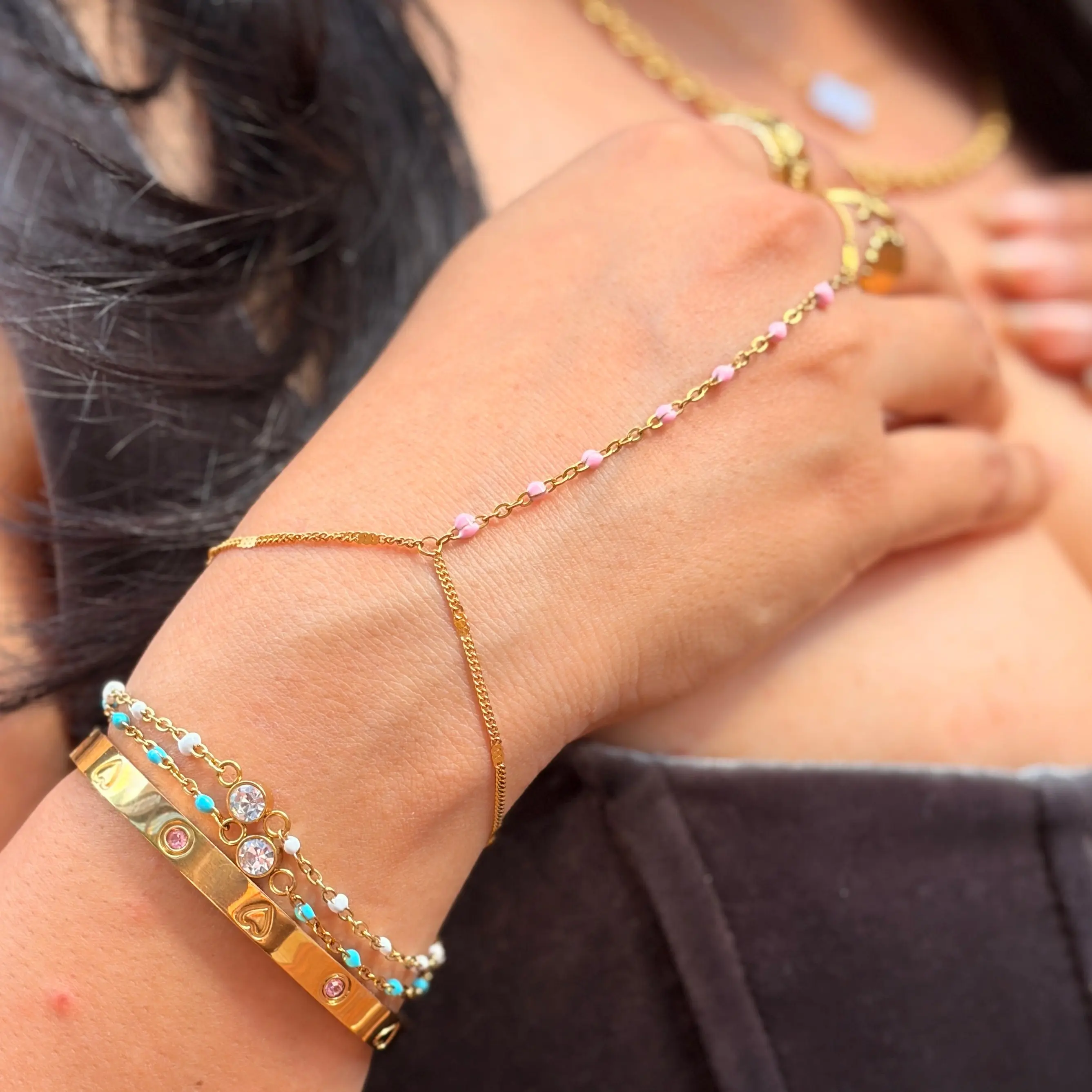 Libertad Co NYC Drip Hand Chain Jewelry, High Quality Fashionable Bracelet, Modern Fashion Accessory for Bracelets Stack