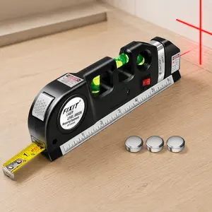 Professional Laser Level with Tape Measure, Laser Measuring Tape, 2.5m Metric Ruler, Cross-Line Calibration Tool for Wall Alignment, Tile Installation, Picture Hanging, and High-Precision Indoor Construction, Renovation & DIY Projects.