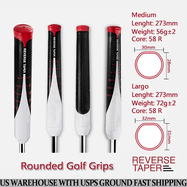 Rounded Reverse Taper Putter Grips Soft PU Material Anti Slip High Tack Sweat Resistant Dimpled Texture Stable Putting Control Wear Resistant Medium Large Sizes 58R Comfort Feel Golf Accessories