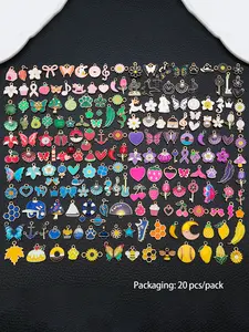 20Pcs Charms for Jewelry Making, Assorted Mixed Colorful Plated Bracelet Charms, Pendants Earring Charms for Bracelets Necklace Keychain DIY Crafting