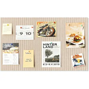 24 x 16 inches Large Bulletin Board, Decorative Felt Pin Board, 0.35" Thick Foldable Photo Display Board with Self-Adhesive Tape, Vision Board for School  Kitchen Office Walls - Camel