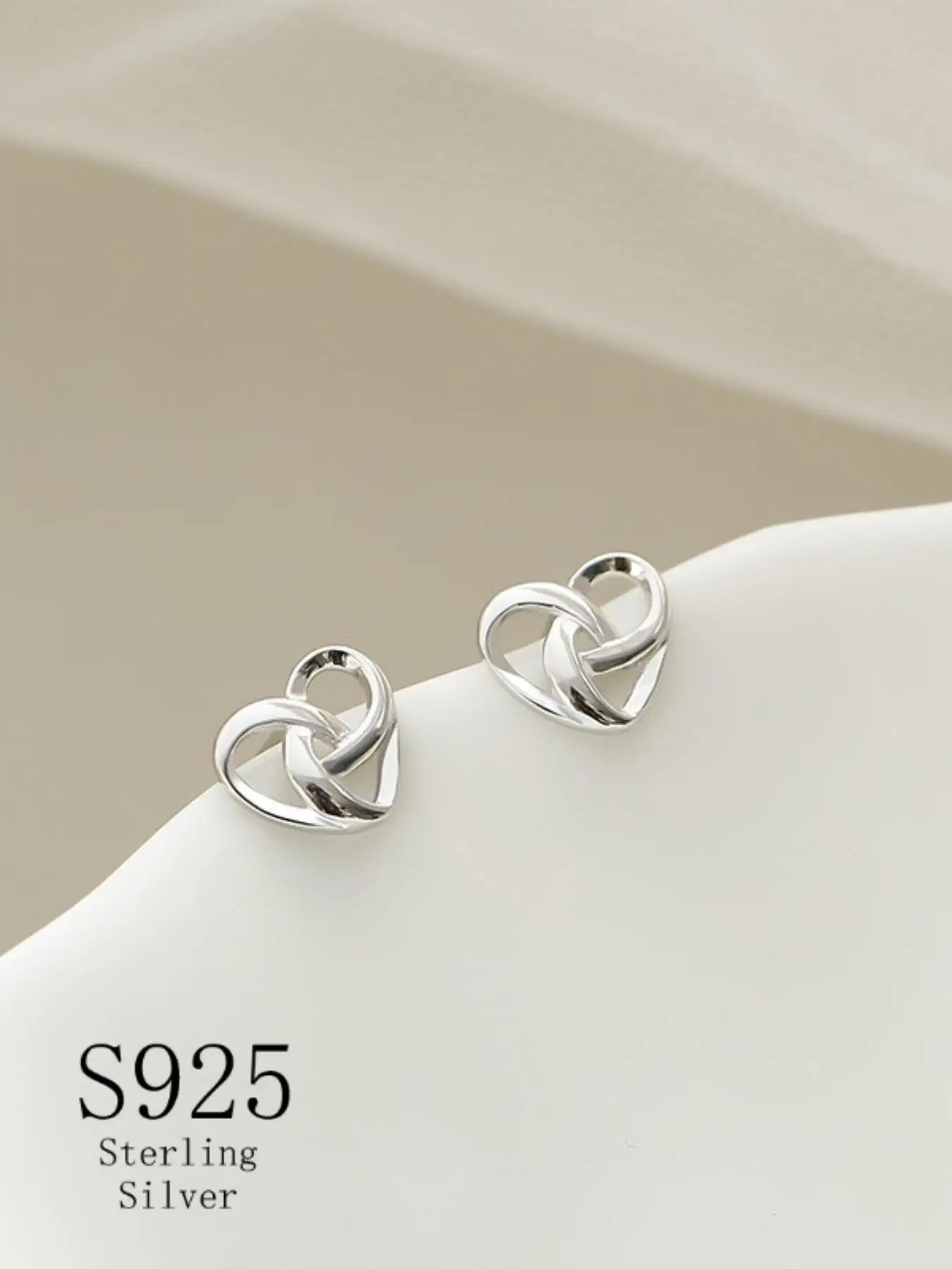 925 Sterling Silver Simple Heart Shaped Stud Earrings, Fashionable Earrings for Women, Trendy All-match & Exquisite Jewelry for Birthday Gift, Valenti