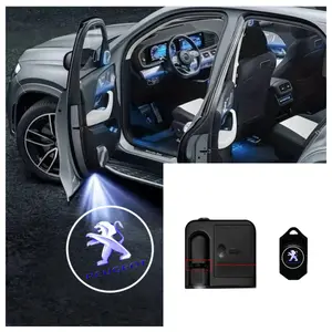 4pcs Peugeot Car Logo Welcome Lights, Upgrade Integrated Projection Atmosphere Lights, No Damage Installation, Easy Peel and Stick, Fits Multiple Cars