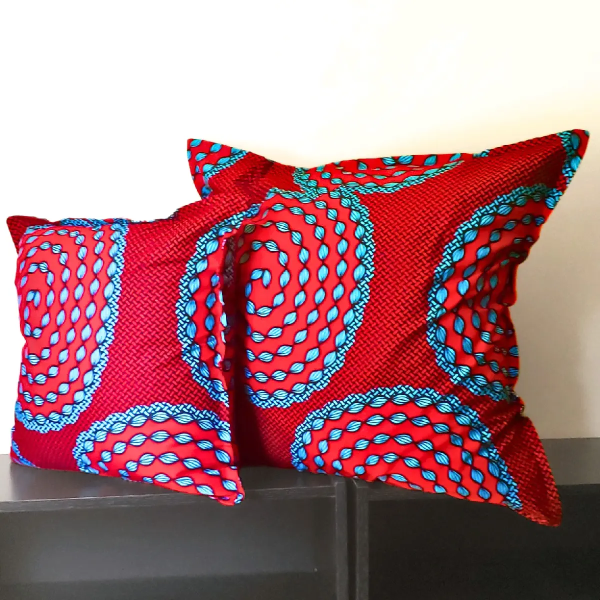 Africana Home Collection - Trendy Sofa Theow Pillows - Two Sizes Available  - For Sofa, Couch or Living Room - Red, Blue, and Navy Spiral - Christmas or Birthday Gift