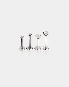 CZ Threadless Push Pin Titanium Helix Stud