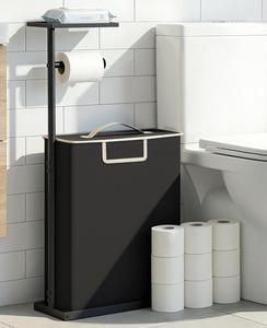 Toilet Paper Holder Free Standing with Storage for Up to 12 Rolls,Rustproof Metal Toilet Paper Stand with Shelf,All-in-One Toilet Tissue Roll Dispenser and Organizer with a Lidded Basket,Black,Bathroom Organizer,Toilet Paper Storage summergarden