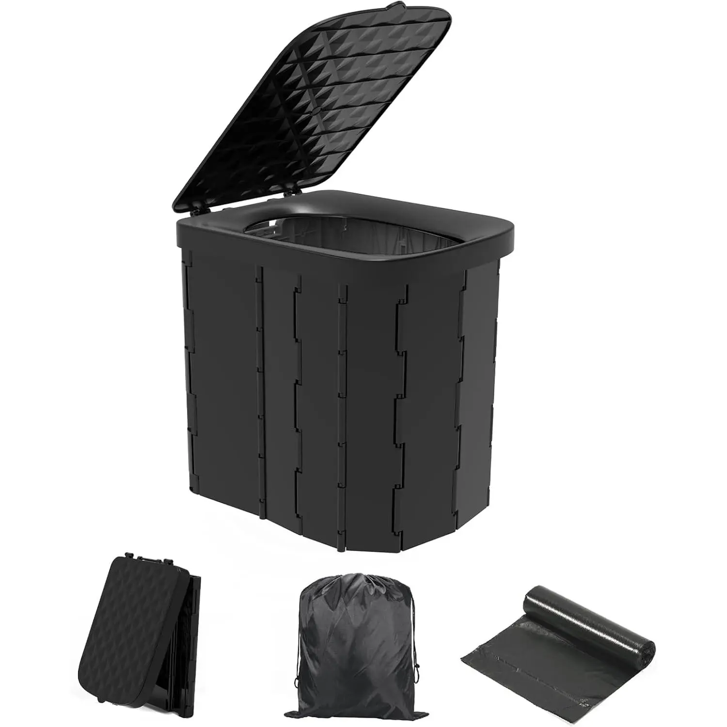 XL Portable Folding Toilet with Lid - Travel Portable Potty for Adults, 12 Toilet Bags, 12 Pack Liquid Waste Gel travel camp picnic zipper bag portable tableware picnic  table  back  body Portable Disposable Urine Bags Portable Rechargeable Camping Shower