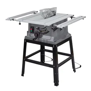 Grey Table Saw,10 Inch 15A Multifunctional Saw With Stand & Push Stick, 90° Cross Cut & 0-45° Bevel Cut, 5000RPM, Adjustable Blade Height for Woodworking