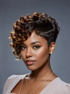 Women's Short Curly Wig Cap, Rose Net Headpiece, Easy Wear & Manageable, Perfect for Christmas/new Year/festive Daily Use, Synthetic Machine Wigs