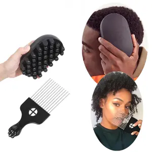 Silicone Hair Brush & Steel Needle Comb Set, 2 Counts/set Hair Styling Tool, Heatless Hair Styling Tool for Women & Men, Hair Styling Combs