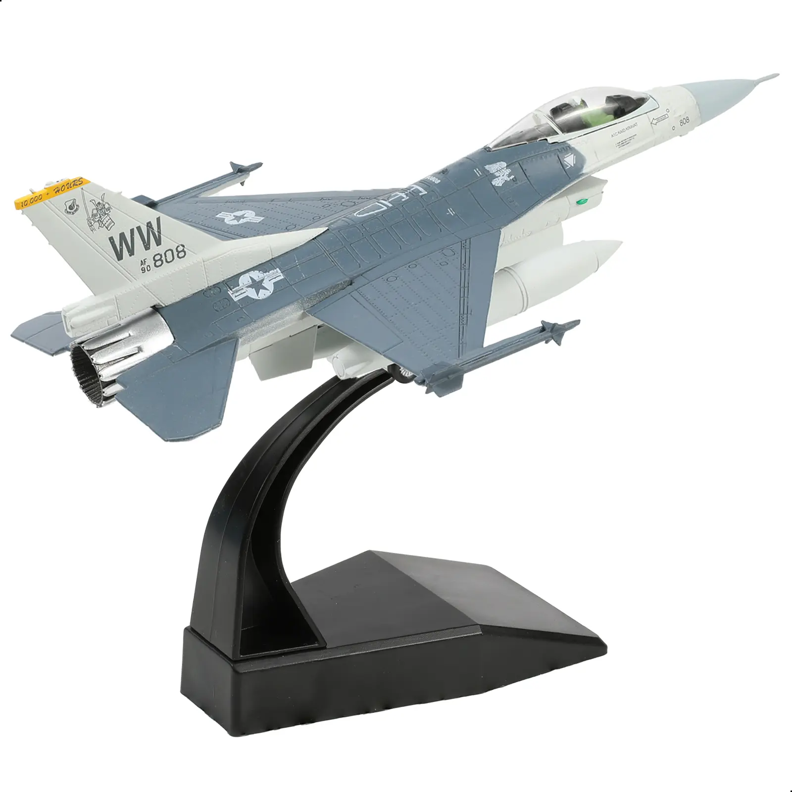 1/100 Scale F-16C Fighting Falcon Baked Enamel Sturdy Metal Die-Cast Model Airplane, Smooth Surface Jet Fighter Miniature with Model Airplane Display Stand, Misawa AFB 35th Springtok Collectible Gift for Hobbyists
