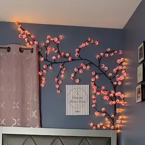 1 piece 1pcs Flexible Bendable Cherry Blossom LED Branches Lights - 1 string 72pcs LED Cherry Vine Lights USB, for indoor decoration, suitable for bedroom, wedding, party, wall, branches lights