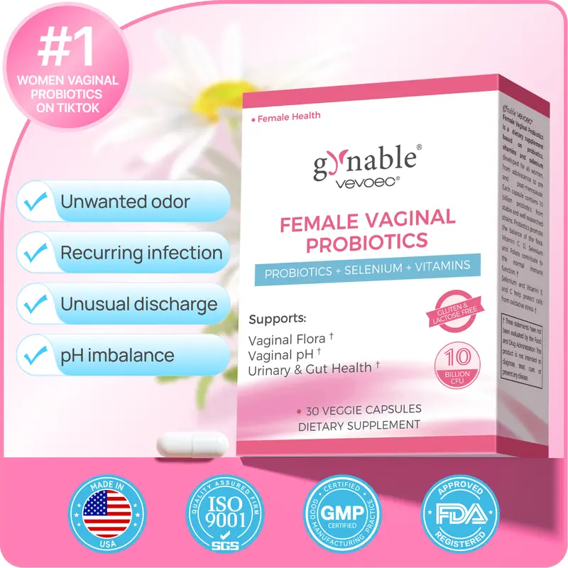 Gynable Female Probiotics for HPV,BV,UTIs,Yeast,pH Balance,Odor,Bloating,Dryness,Tightening,Urinary,Gut Health,10 Billion CFU Probiotic,10-in-1 Lactobacillus Probiotic Blend,Vitamin C, D, E,Folate,Selenium Healthcare Supplement #TikTokShopFallDealsForYou