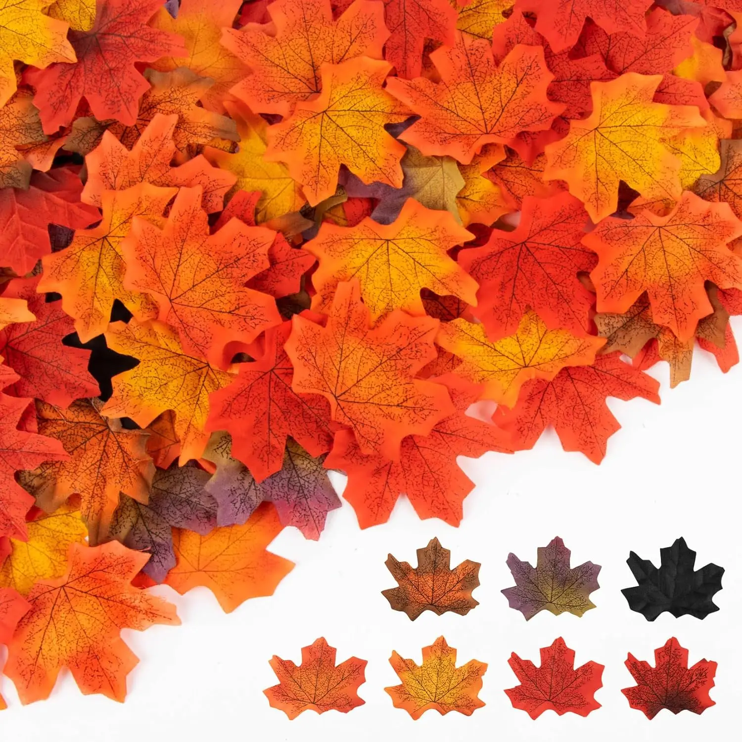 350 count Fall Maple Leaves - Autumn Fall Maple Leaf Garland hojas de otono para decorar Foliage Artificial Table Decoration Faux  Loose Leaves Outdoor Decor Halloween Thanksgiving Photo Prop